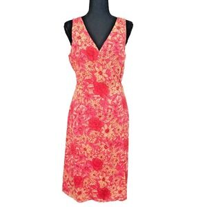 Ann Taylor Floral Silk Midi Wrap Dress Size 8 Resort Tropical Coastal Classic